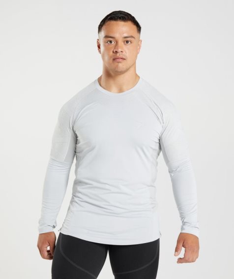 Gymshark 315 Long Sleeve T-shirts Herren Hellgrau | AT-64-WLKJ