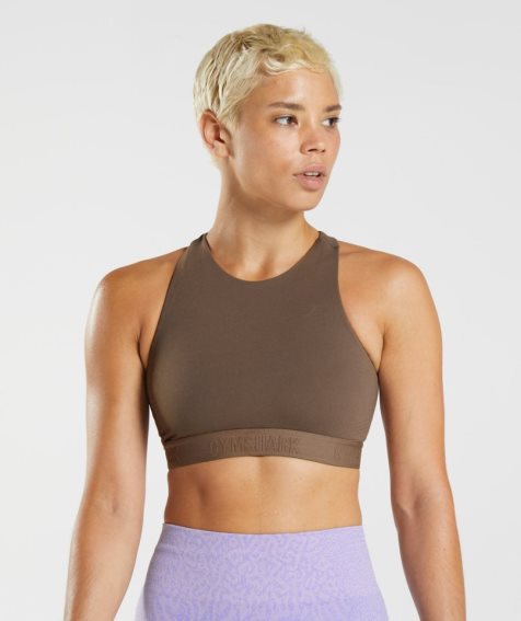 Gymshark 315 Performance High Neck Sport Bh Damen Dunkelbraun | AT-04-BJCO