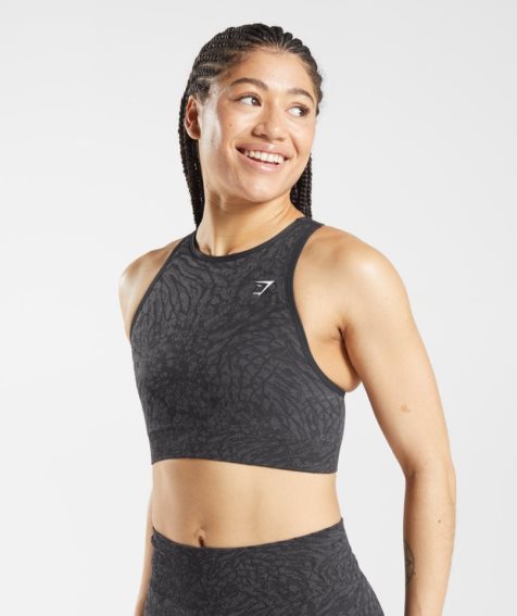 Gymshark Adapt Animal Seamless Sport Bh Damen Schwarz | AT-60-QPCD