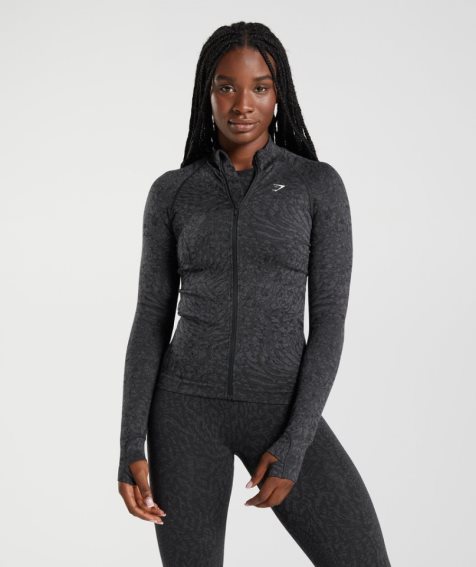 Gymshark Adapt Animal Zip Through Jacke Damen Schwarz | AT-70-DLFM