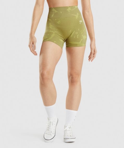 Gymshark Adapt Camo Seamless Kurze Hose Damen Olivgrün | AT-39-ULWR