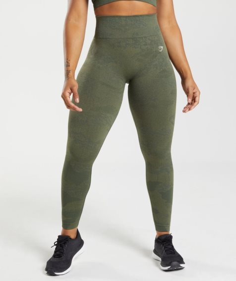 Gymshark Adapt Camo Seamless Leggings Damen Olivgrün | AT-39-WUGS