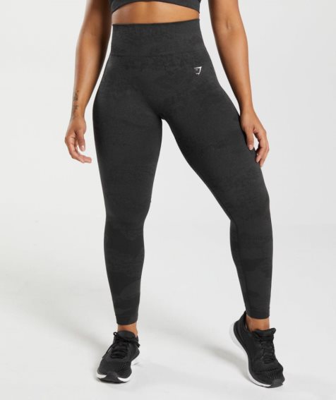 Gymshark Adapt Camo Seamless Leggings Damen Schwarz | AT-62-SQCX