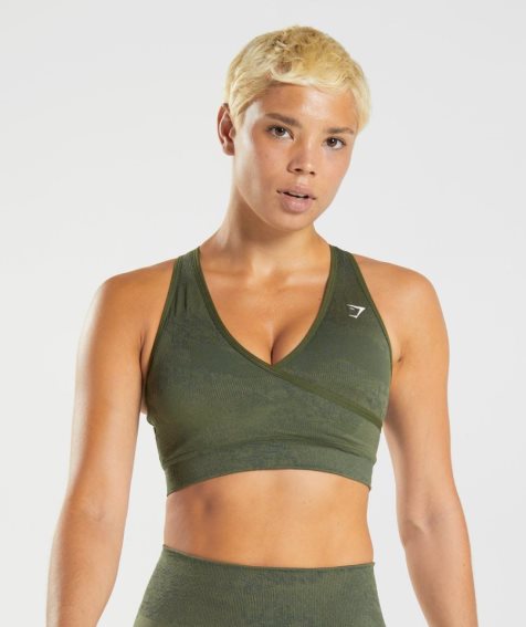 Gymshark Adapt Camo Seamless Sport Bh Damen Olivgrün | AT-53-RSCP