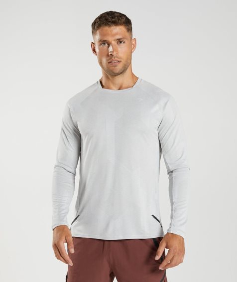 Gymshark Apex Long Sleeve T-shirts Herren Hellgrau | AT-09-JRGX