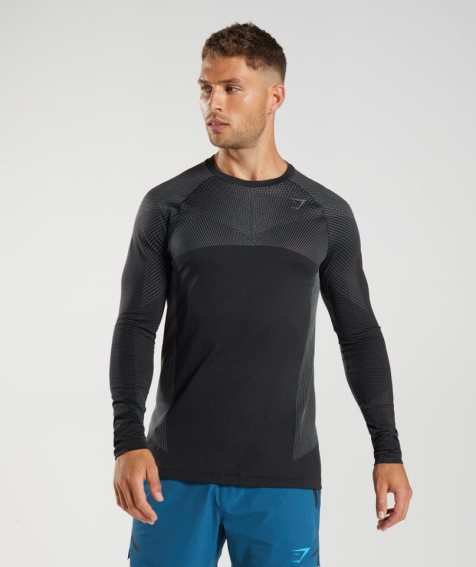 Gymshark Apex Seamless Long Sleeve T-shirts Herren Schwarz | AT-13-ORBL