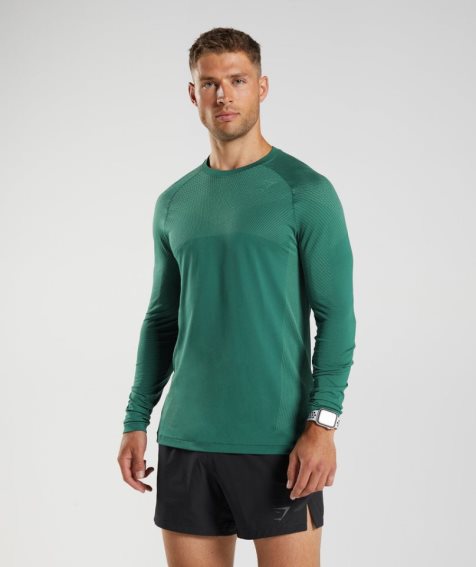 Gymshark Apex Seamless Long Sleeve T-shirts Herren Grün | AT-31-NFKZ