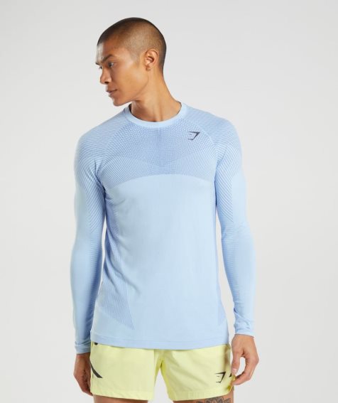 Gymshark Apex Seamless Long Sleeve T-shirts Herren Hellblau | AT-31-YERZ