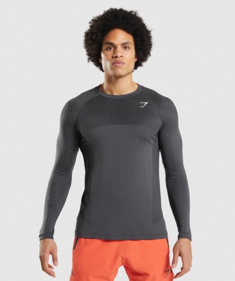 Gymshark Apex Seamless Long Sleeve T-shirts Herren Dunkelgrau | AT-50-QVCN