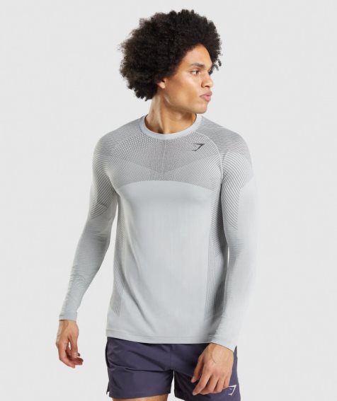 Gymshark Apex Seamless Long Sleeve T-shirts Herren Hellgrau | AT-86-SXNE