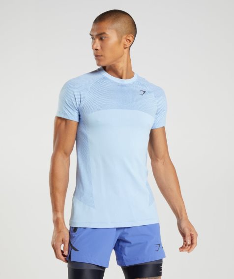 Gymshark Apex Seamless T-shirts Herren Hellblau | AT-37-YIDF