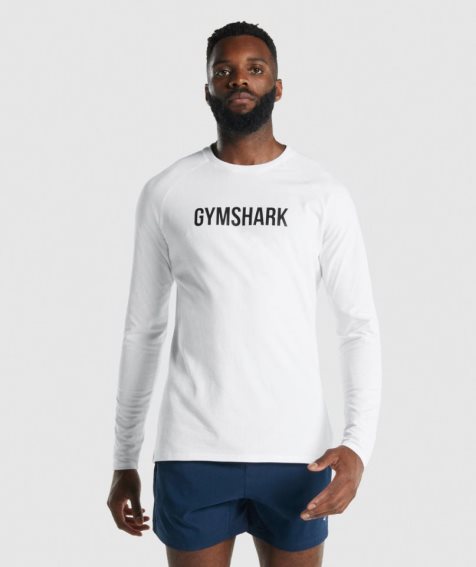 Gymshark Apollo Long Sleeve T-shirts Herren Weiß | AT-49-AHZK