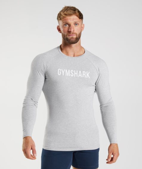 Gymshark Apollo Long Sleeve T-shirts Herren Hellgrau | AT-63-QOFC