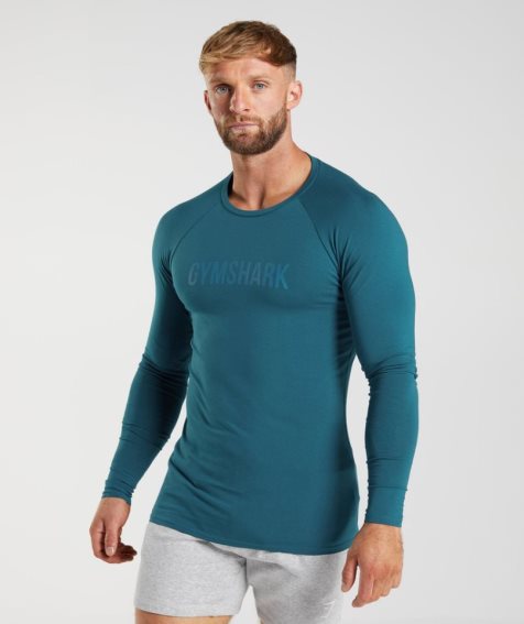 Gymshark Apollo Long Sleeve T-shirts Herren Blau | AT-92-NHLD