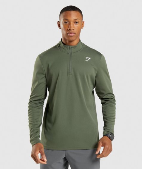 Gymshark Arrival 1/4 Zip Sweatshirts Herren Olivgrün | AT-59-ILEU