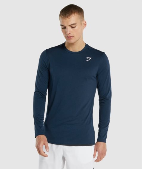 Gymshark Arrival Long Sleeve T-shirts Herren Navy | AT-32-KCDF