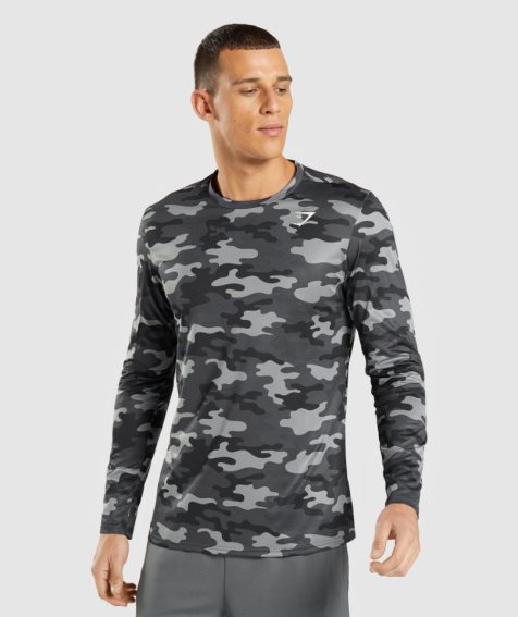 Gymshark Arrival Long Sleeve T-shirts Herren Camouflage | AT-47-JSTN