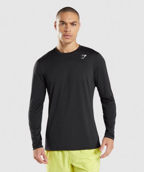 Gymshark Arrival Long Sleeve T-shirts Herren Schwarz | AT-79-TIOQ