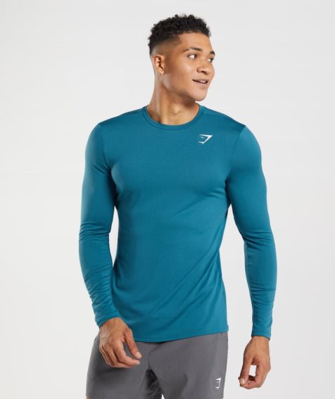 Gymshark Arrival Long Sleeve T-shirts Herren Blau | AT-87-TOZV