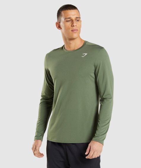 Gymshark Arrival Long Sleeve T-shirts Herren Olivgrün | AT-90-OTKM