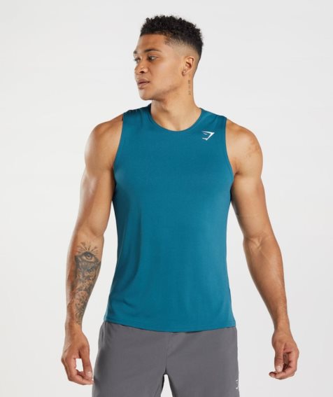 Gymshark Arrival Muskelshirt Herren Blau | AT-19-GTCV