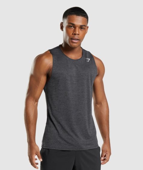 Gymshark Arrival Slim Marl Muskelshirt Herren Schwarz | AT-45-KZUE