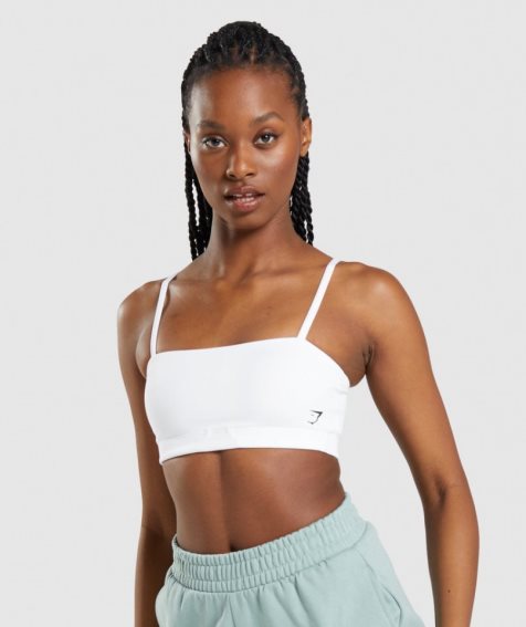 Gymshark Bandeau Sport Bh Damen Weiß | AT-76-YKTP