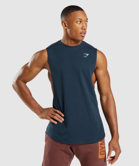 Gymshark Bold Drop Arm Muskelshirt Herren Navy | AT-53-HKIR