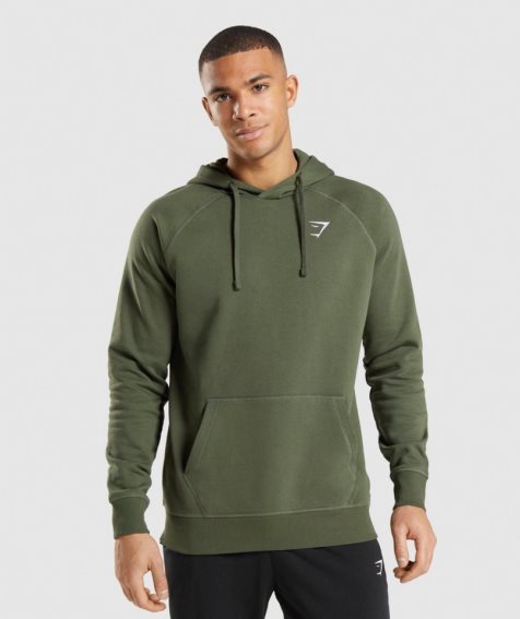 Gymshark Crest Hoodie Herren Olivgrün | AT-90-FYGQ