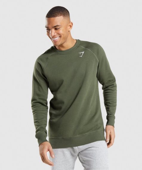 Gymshark Crest Sweatshirts Herren Olivgrün | AT-17-WQEK