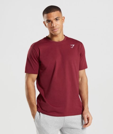 Gymshark Crest T-shirts Herren Bordeaux | AT-68-QXFJ