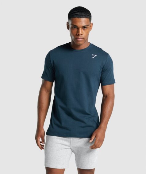 Gymshark Crest T-shirts Herren Navy | AT-38-BWCN