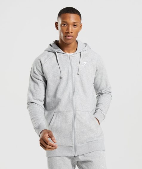 Gymshark Crest Zip Up Hoodie Herren Hellgrau | AT-61-XEVF