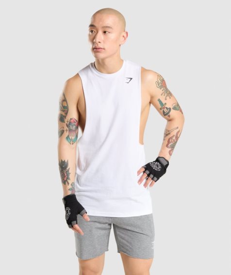 Gymshark Critical Drop Arm Muskelshirt Herren Weiß | AT-85-QZUJ