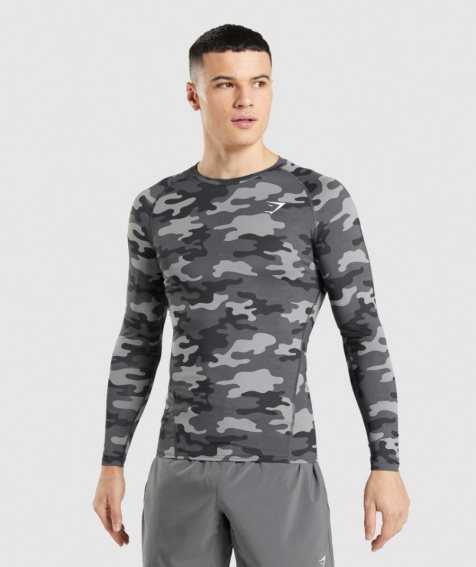 Gymshark Element Baselayer Long Sleeve Top T-shirts Herren Camouflage | AT-83-LPOJ