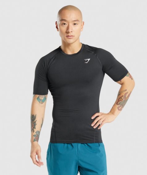 Gymshark Element Baselayer T-shirts Herren Schwarz | AT-16-ECFT