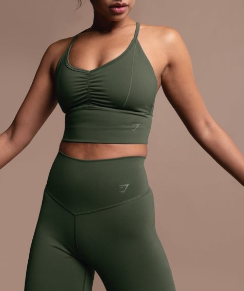 Gymshark Elevate Longline Sport Bh Damen Olivgrün | AT-69-QPER