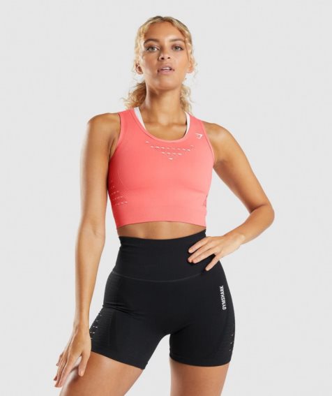 Gymshark Energy Seamless Kurz Geschnittene Oberteile Damen Rosa | AT-37-ZROK