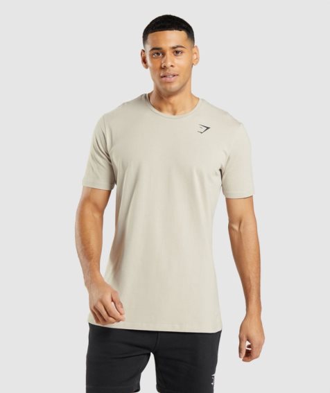 Gymshark Essential T-shirts Herren Beige | AT-10-DFGO