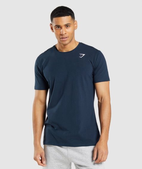 Gymshark Essential T-shirts Herren Navy | AT-91-TUMY