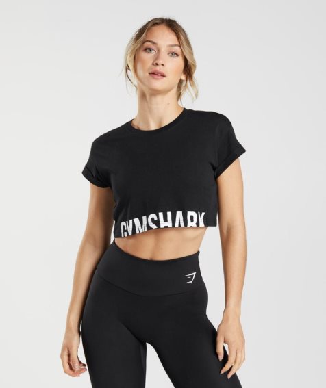 Gymshark Fraction Kurz Geschnittene Oberteile Damen Schwarz | AT-48-ZGUH