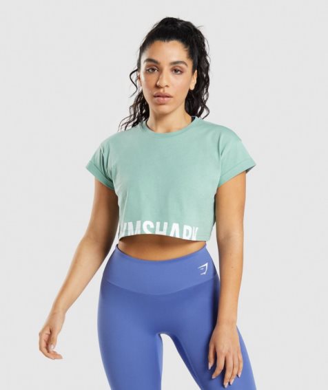 Gymshark Fraction Kurz Geschnittene Oberteile Damen Hellgrün | AT-78-MDNX