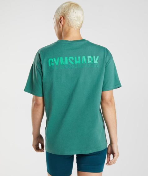 Gymshark Fraction Oversized T-shirts Damen Grün | AT-48-AYGT