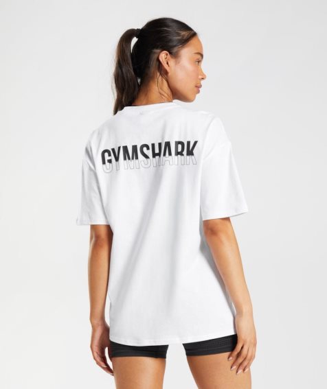 Gymshark Fraction Oversized T-shirts Damen Weiß | AT-83-ALTG