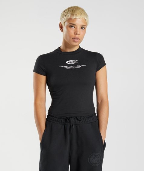 Gymshark GS10 Year Body Fit T-shirts Damen Schwarz | AT-31-KAOH