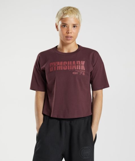 Gymshark GS10 Year Midi Kurz Geschnittene Oberteile Damen Bordeaux | AT-18-JVRQ