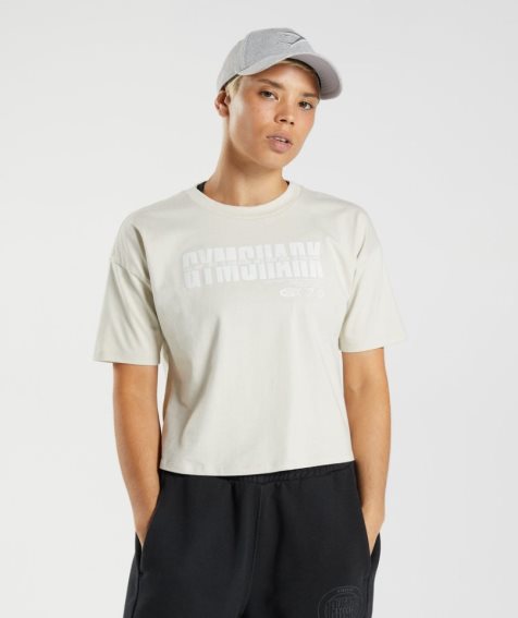 Gymshark GS10 Year Midi Kurz Geschnittene Oberteile Damen Weiß | AT-19-ZVFE