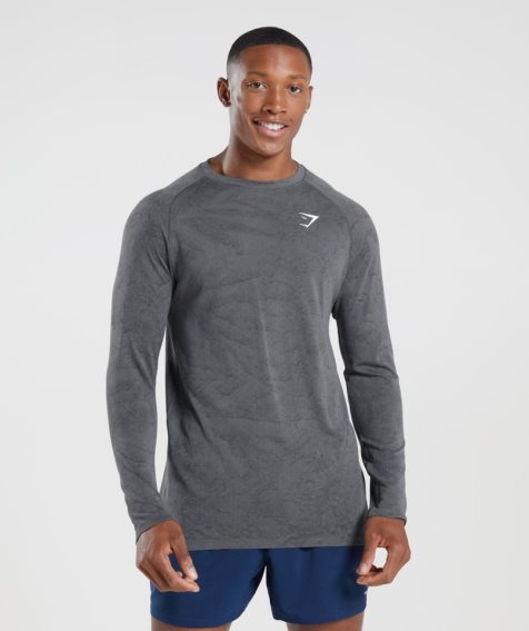 Gymshark Geo Seamless Long Sleeve T-shirts Herren Grau | AT-15-SPQZ