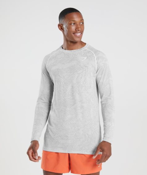 Gymshark Geo Seamless Long Sleeve T-shirts Herren Hellgrau | AT-78-LGPO