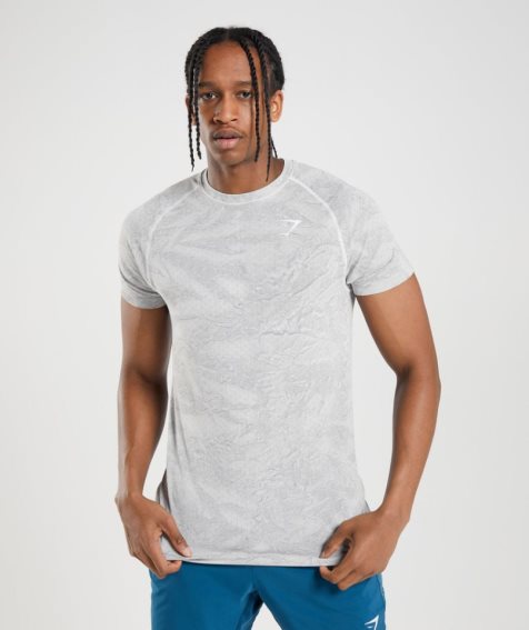 Gymshark Geo Seamless T-shirts Herren Hellgrau | AT-46-NRPA